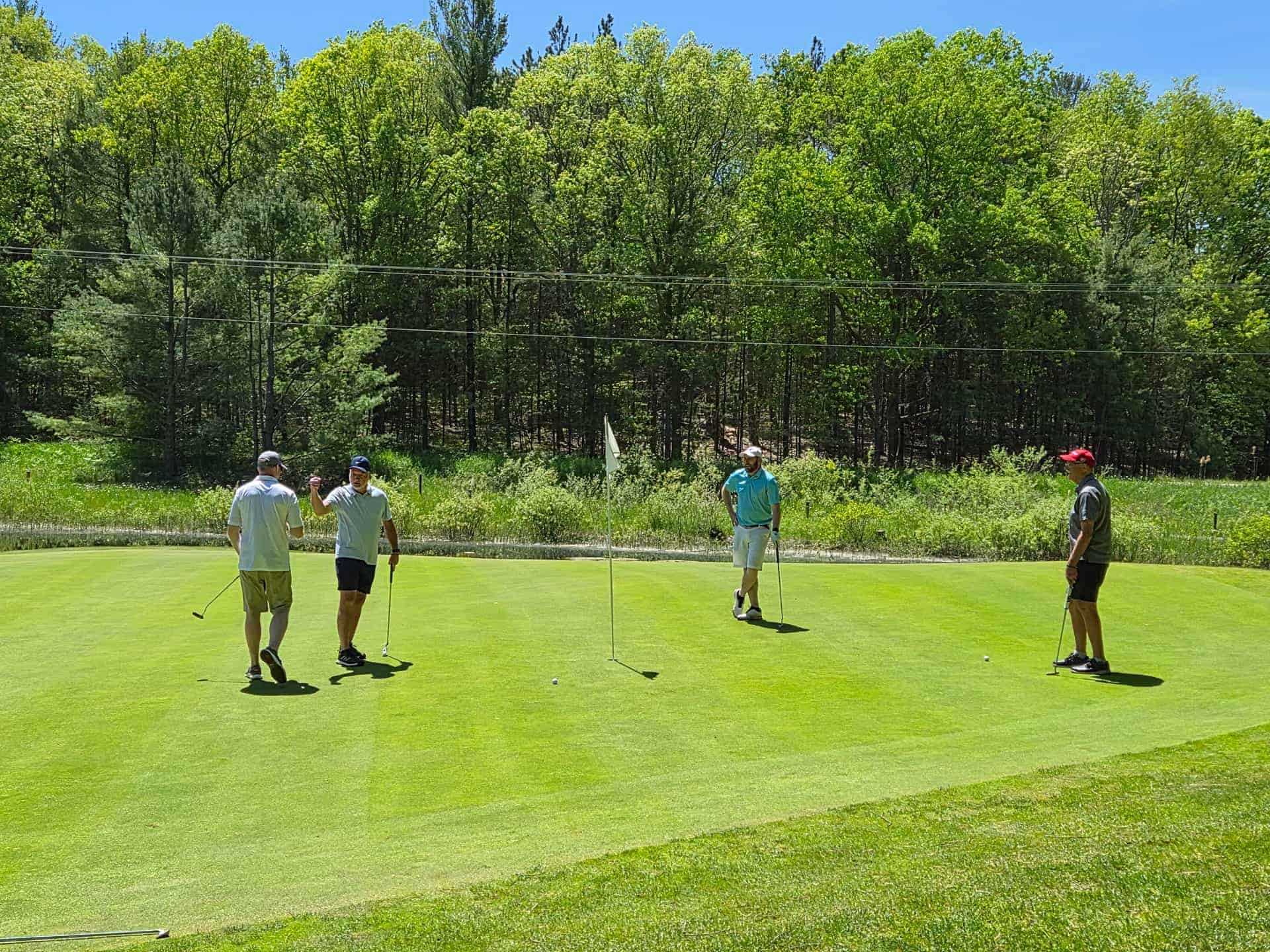 Reading a putt on the green